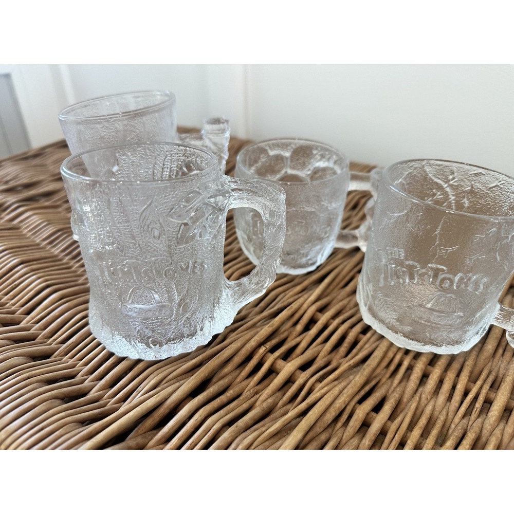 Set of 4 Vintage McDonald's Flintstones‎ Glass Mug/Cups 1993